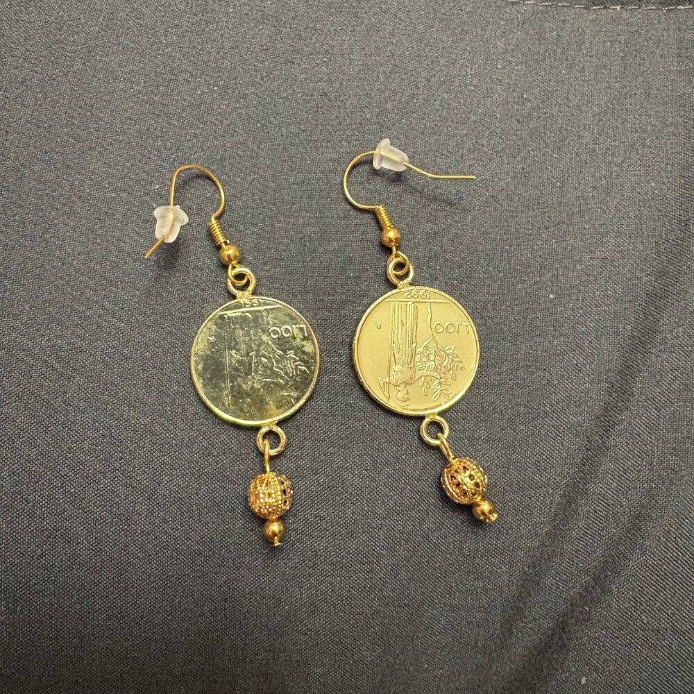 Bellezza 100 Lira Mini Coin Bronze Link Station Necklace and Earrings - New HSN - Picture 11 of 12